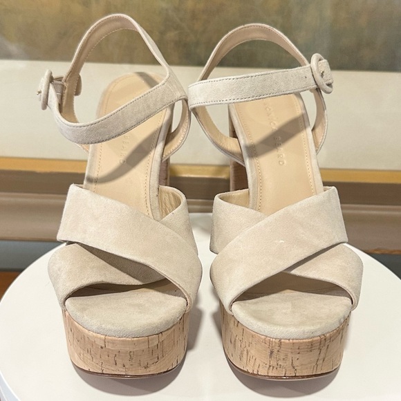 🌹VERONICA BEARD🌹 Lucille Cork Suede Platform Sandals Size: 9M - Picture 4 of 16